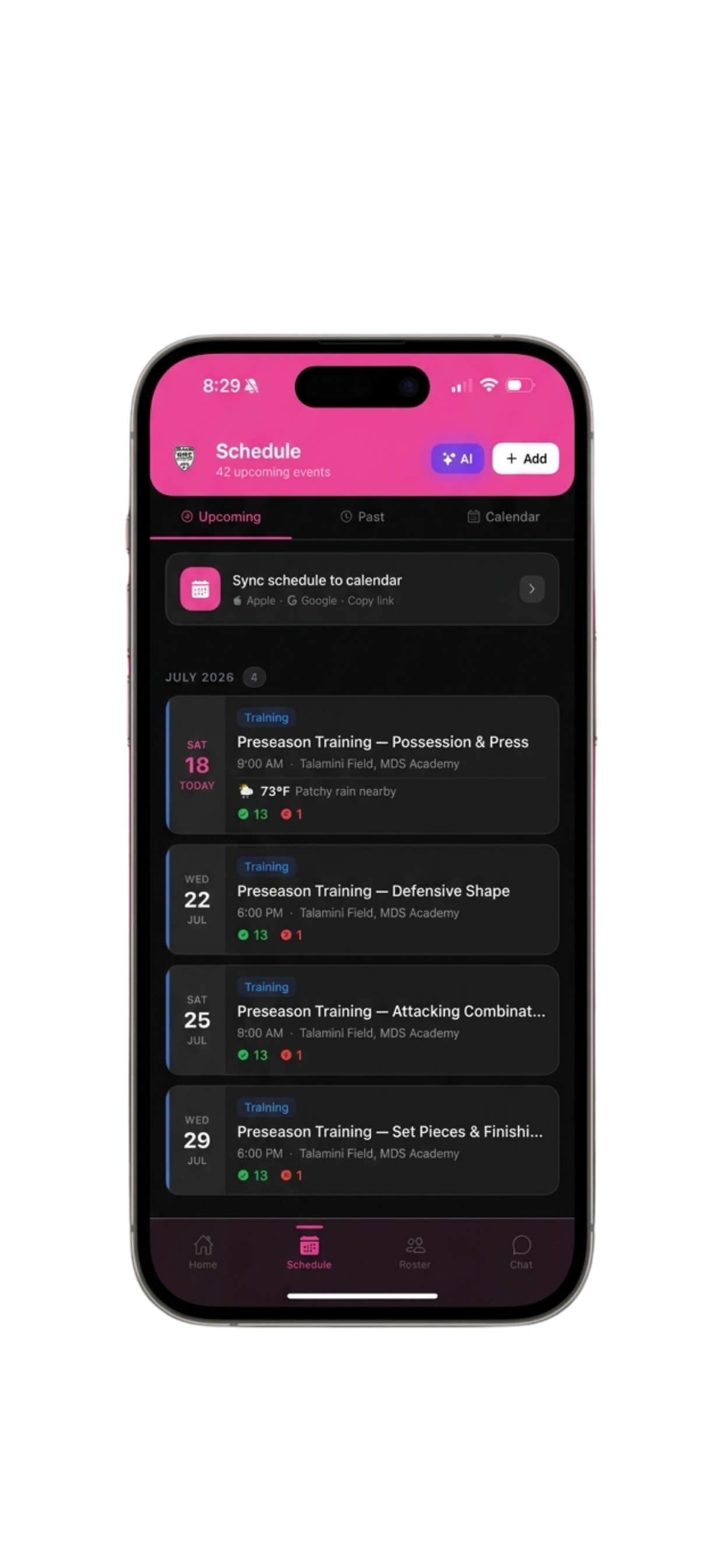Schedule view